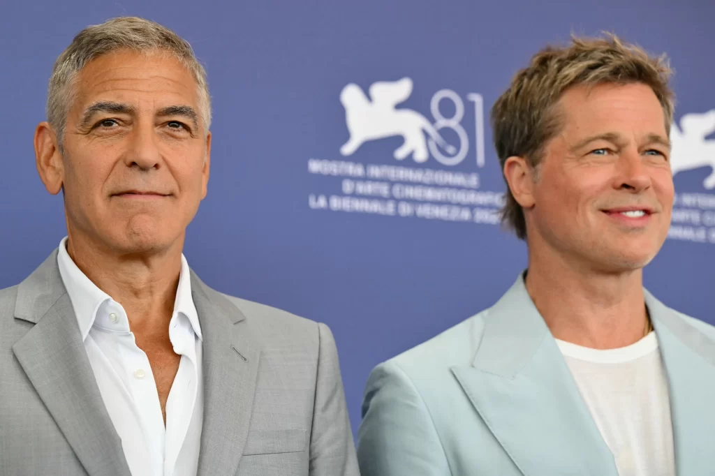 George Clooney and Brad Pitt in Wolfs
